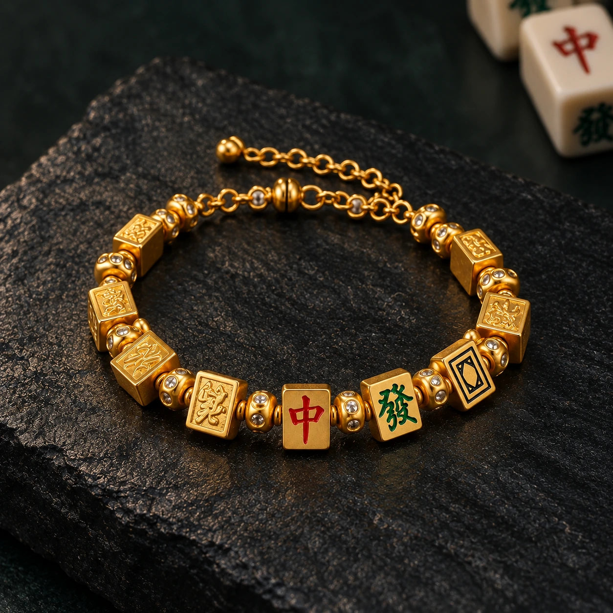 Golden Tiles Bracelet · Gold-colored tiles · detail view