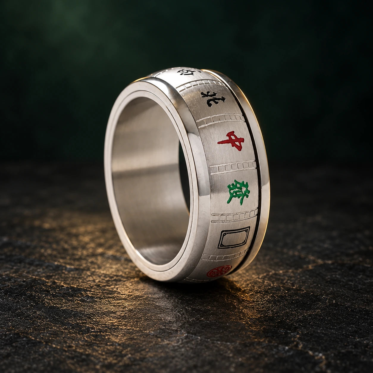 Mahjong Symbol Spinner Ring