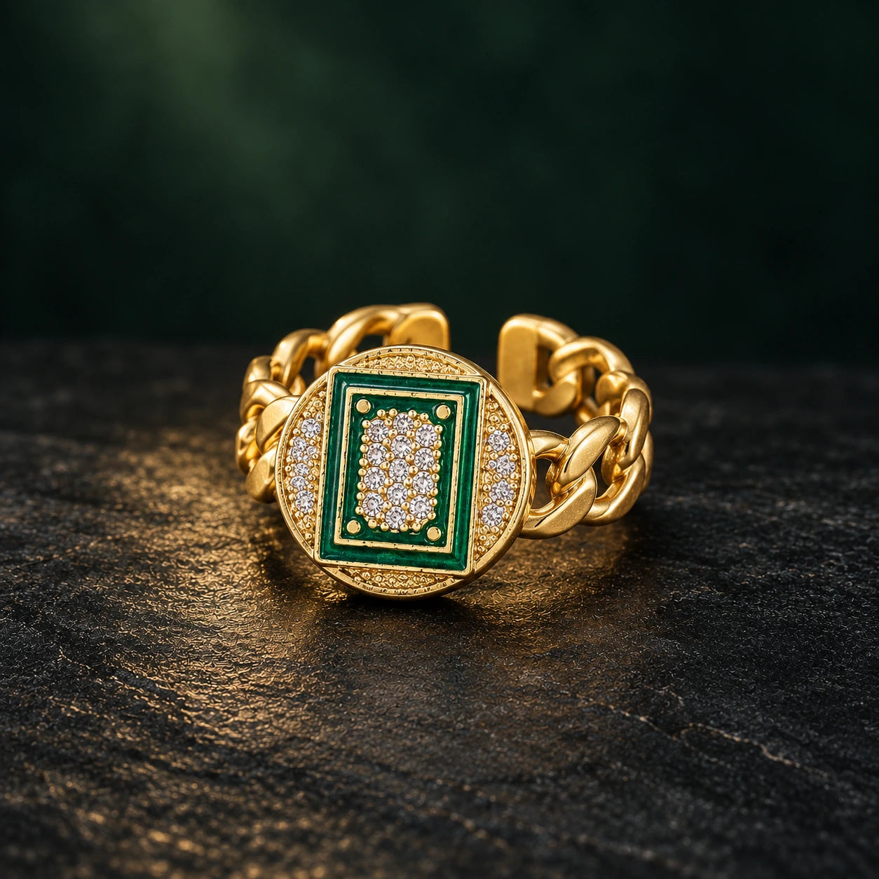 Dragon Emblem Spinner Ring · Gold · White Dragon · AI styled product photograph